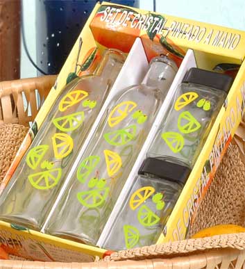 hand painted cruet set with display tray
  
   
     
    