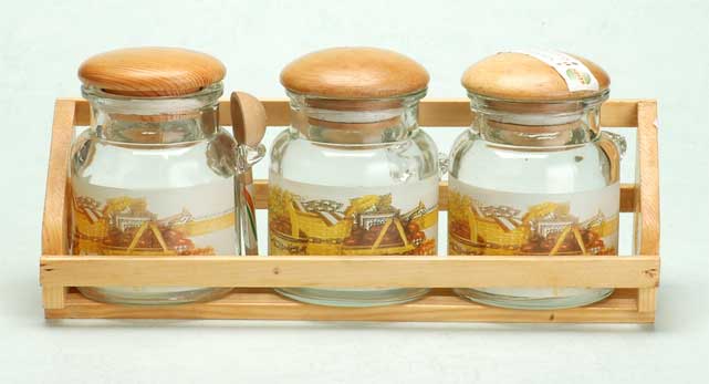 cruet set with wood stand
  
   
     
    