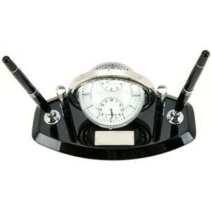 Executive Pen Set With Spinning Clock World Map Picture Frame