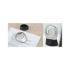 PESCI Oval Metal Clock w/Black PU Stand