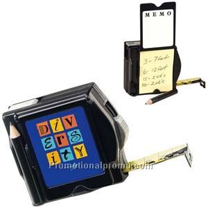 Black Tape Measure with Memo Pad