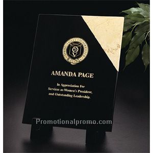 Black with Gold Accent Marble Plaque