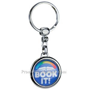 Round 2 Sided Four Color Process Die Cast Metal Domed key tag