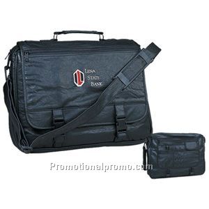 Leather Look Embroidered Briefcase