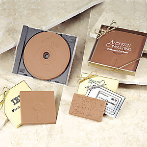 Chocolate computer chip in gift box