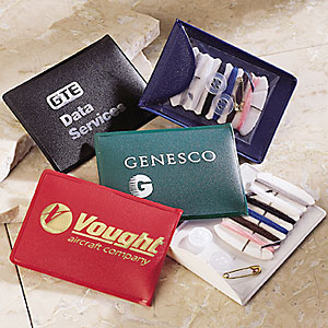 Sewing kit in vinyl pouch