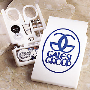 Sewing kit in sliding plastic box