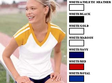 Augusta Ladies' Stripe Trim Cap Sleeve V-Neck