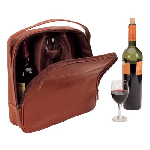 Nappa Leather 2 Bottle / 2 Glasses Wine Carrier