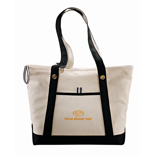 Accent Stripe 22 oz. Cotton Zippered Boat Tote