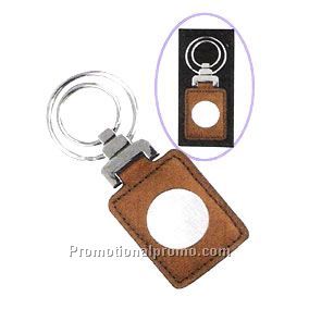 Rectangle metal leather keyring