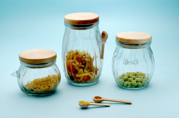 storage jar with wood lid