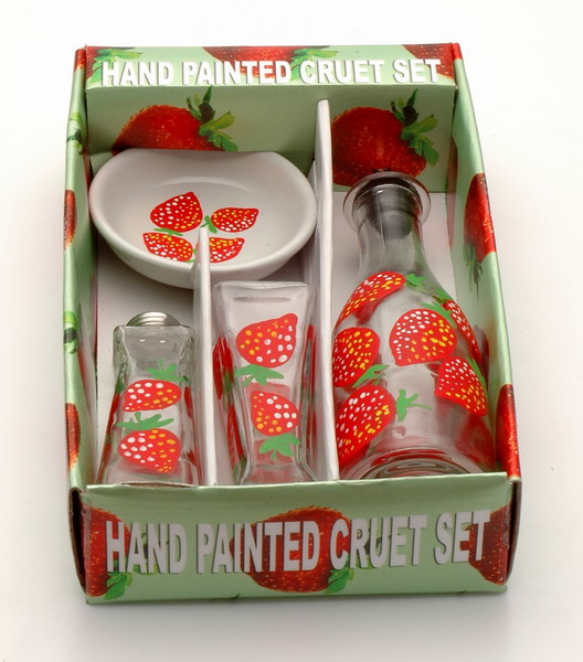 hand painted cruet set with display tray
  
   
     
    
