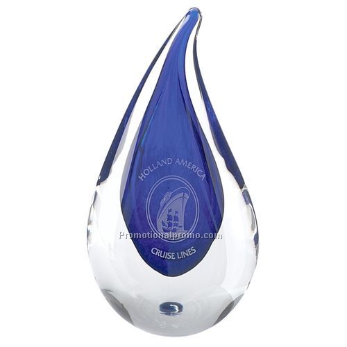 Award - Droplet Award, Multi-Colored Glass, 9-1/4" H x 5" W x 3-1/2" D