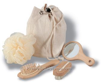 Bath set in canvas pouch