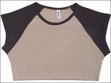 Bella T-sh Raglan Cap Sleeve, Tan/Chocolate