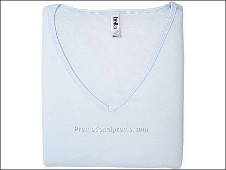 Bella T-sh Sheer rib V-neck, Pale Blue