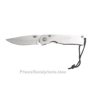 Folding knife with cord