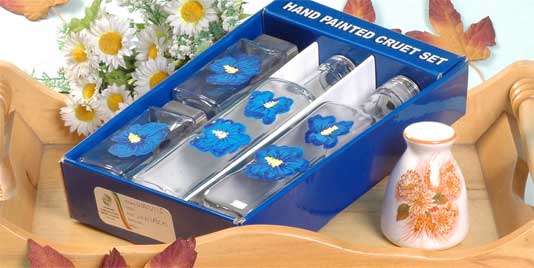 hand painted cruet set with display tray
  
   
     
    