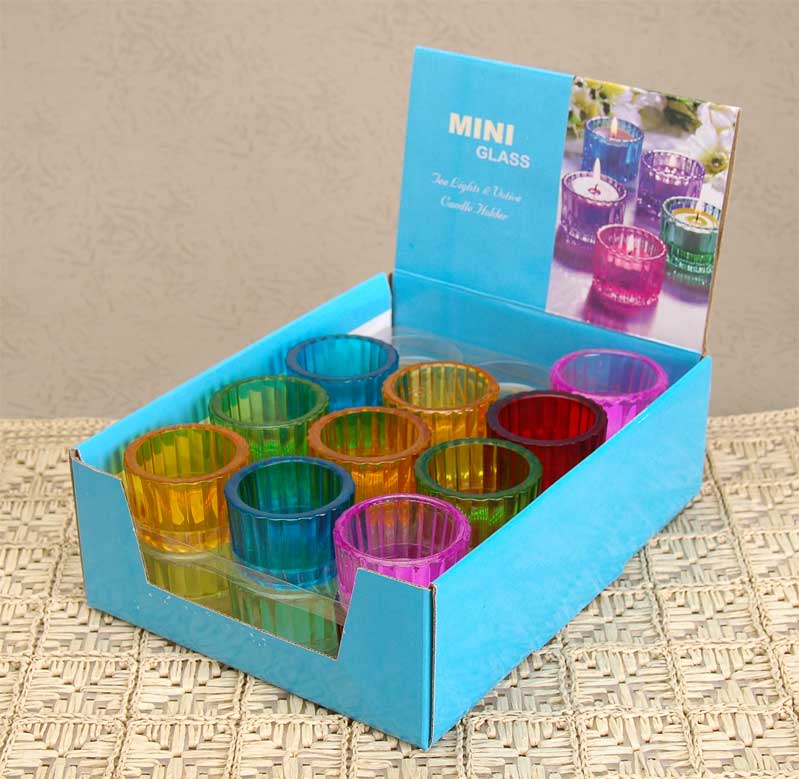 color sprayed candle holders in display tray
  
   
     
    