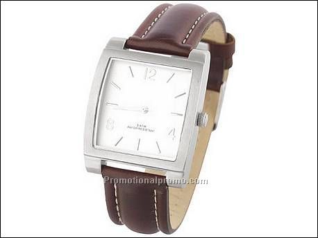 Horloge met bruin leren polsbandje