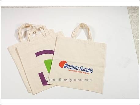 Katoenen draagtas ecru met korte...