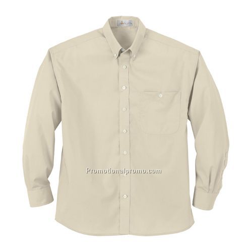 Shirt - Men's Wrinkle Resistant Poplin Button Down Long Sleeve