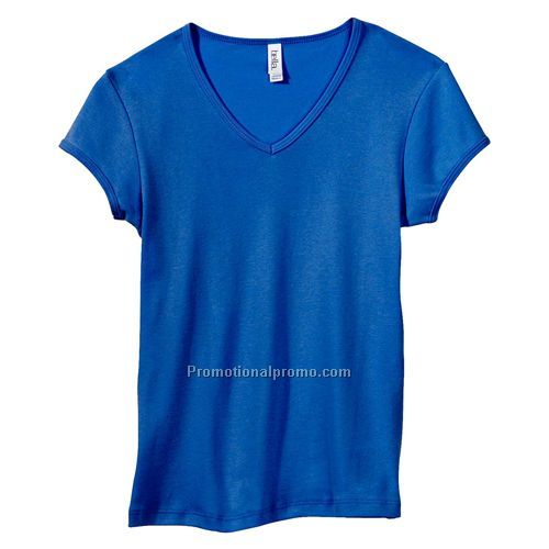 T-Shirt - Bella, Ladies 1x1Rib, Short Sleeve V-neck
