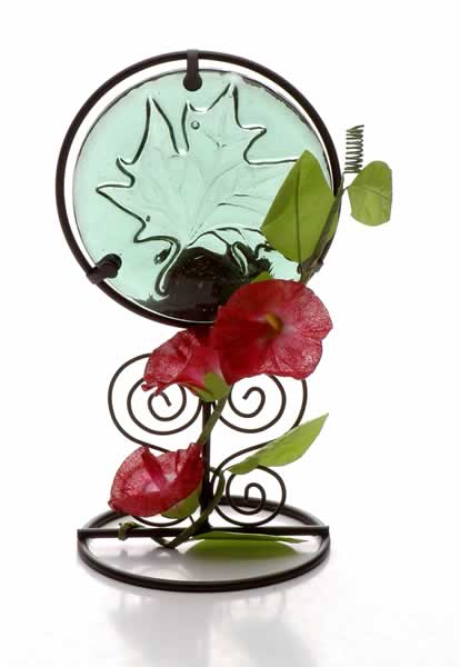 Candle holder with metal stand 
  
   
     
    