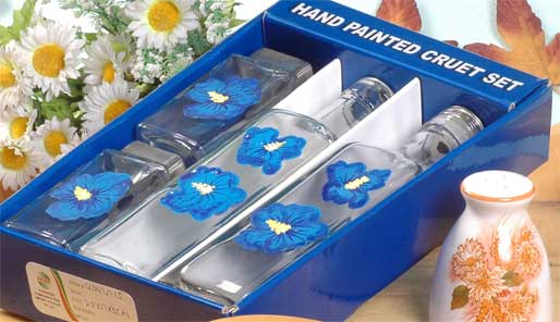 hand painted cruet set with display tray
  
   
     
    
