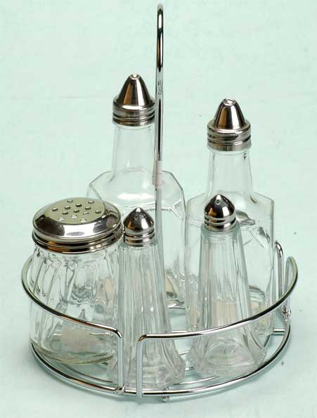 cruet set with metal stand
  
   
     
    