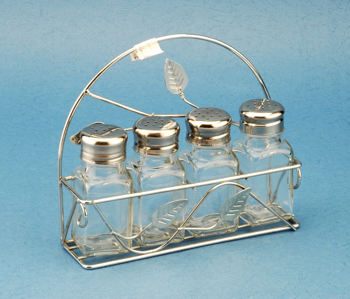 Cruet set with metal stand
  
   
     
    