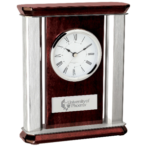WOOD BRUSHED ALUMINUM DESK CLOCK