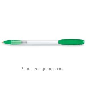 Paper Mate Sport Retractable Frosted White Barrel/Translucent Kelly Green Trim, Blue Ink Ball Pen
