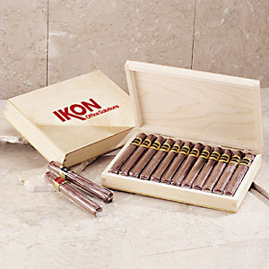 12 chocolate cigars cellophane wrapped in wood box