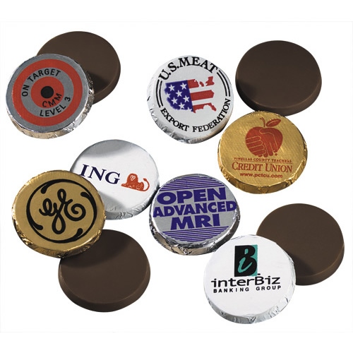 Round  foil wrapped chocolate pieces