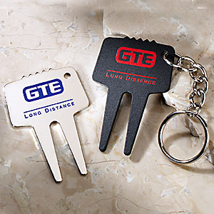 Metal divot tool w/ key chain