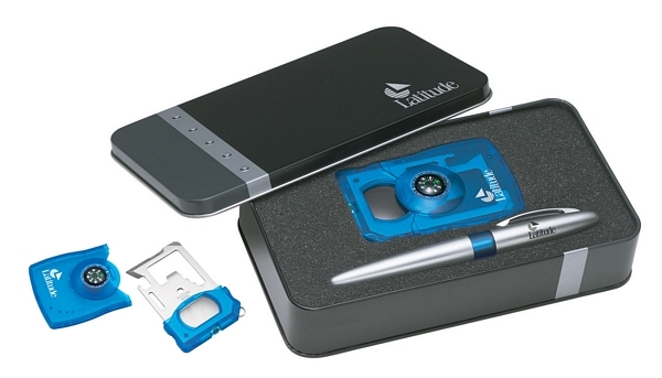 Ballpoint Pen / 10-in-1 Compass Survival Card Giftset
