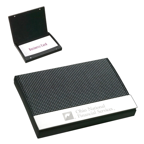 B&Gray Weave with Chrome front panel-business card case