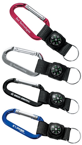 70MM Carabiner With Compass, Web Strap And Split Ring