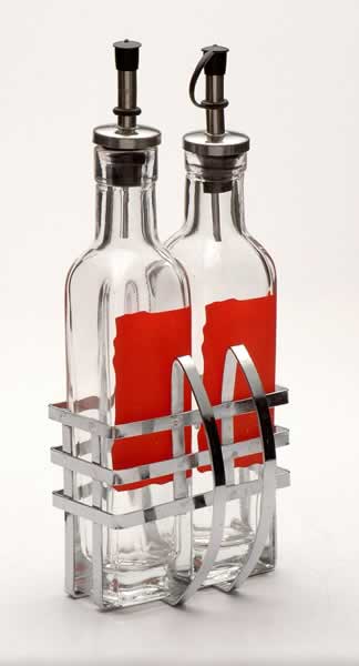 Oil and vinegar set  With metal stand 
  
   
     
    