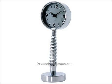 Alarm clock on a spring silver dial