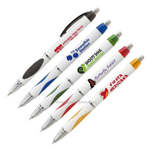 Ballpoint Pen - White Barrel with Soft Grip Pen