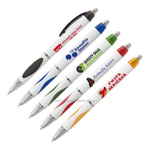 Ballpoint Pen - White Barrel with Soft Grip Pen