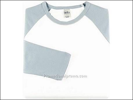 Bella T-sh Raglan 3/4 Sleeve, White/Baby Blue
