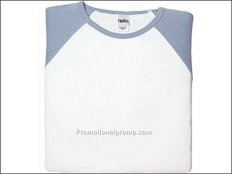 Bella T-sh Raglan Cap Sleeve, White/Baby Blue