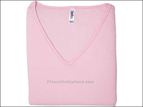 Bella T-sh Sheer rib V-neck, Pink