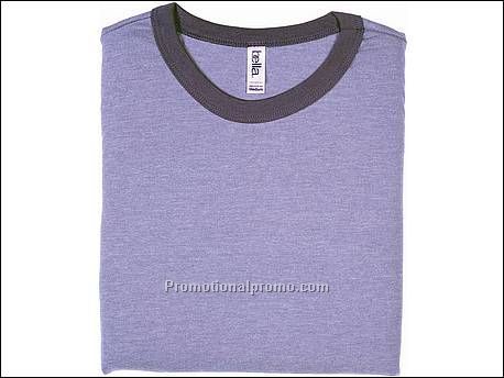 Bella T-shirt 50/50 ringer, Heather Blue/Navy