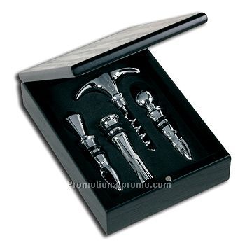 Boxed Chrome Wine Set