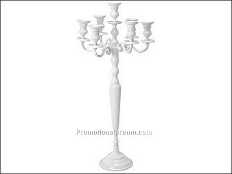 Candle holder 7-arms glossy white